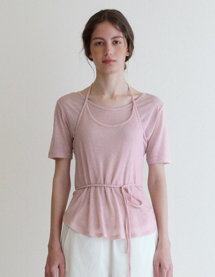 springcrocus) Tencel Layered T-Shirt - Pink